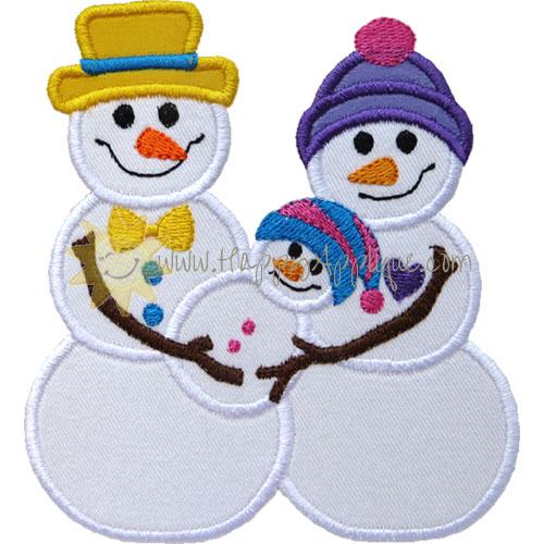 Snowman Couple Baby Applique Design