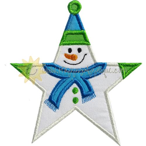 Snowman Star Applique Design