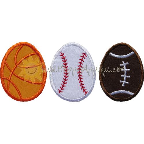 Sports Easter Eggs Applique Design
