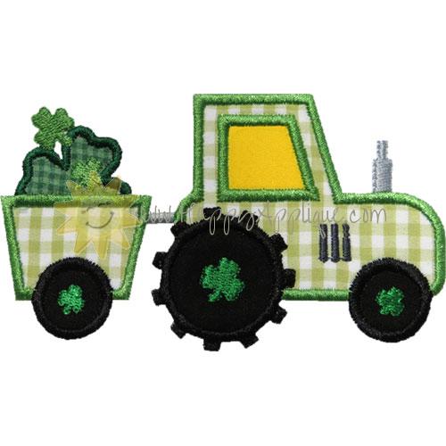 St Patricks Tractor Clover Applique Design