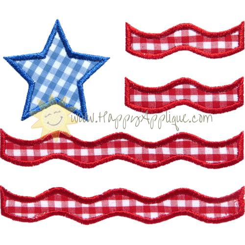 Stars and Stripes Flag Applique Design
