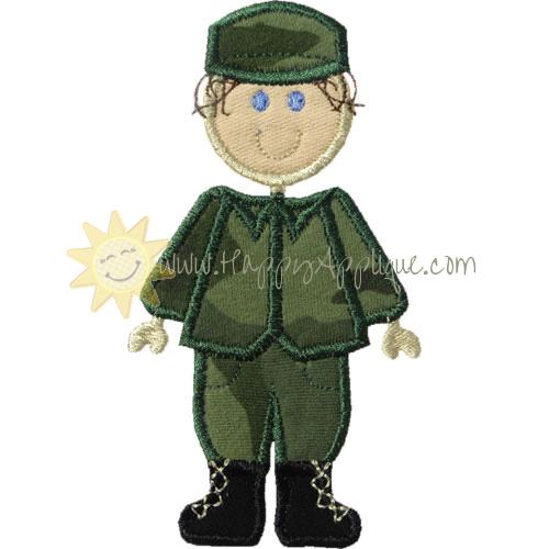 Stick Military Boy Applique Design