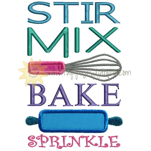 Stir Mix Bake Applique Design
