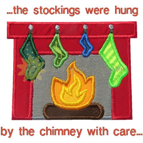 Stockings Chimney Fireplace Applique Design