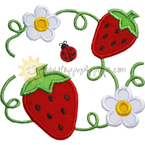 Strawberry Blooms Applique Design