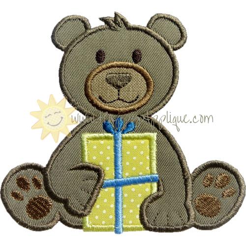Teddy Bear Gift Applique Design