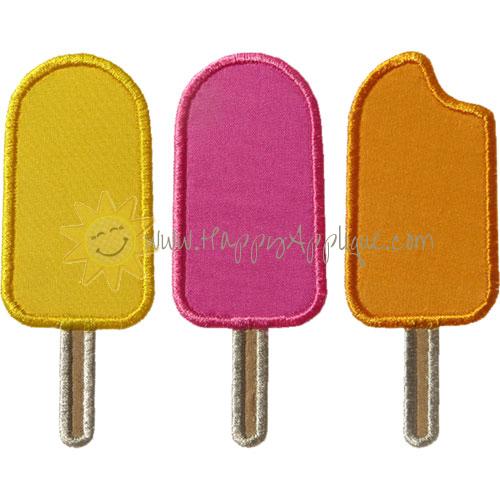 Three Popsicles Bite Applique Design