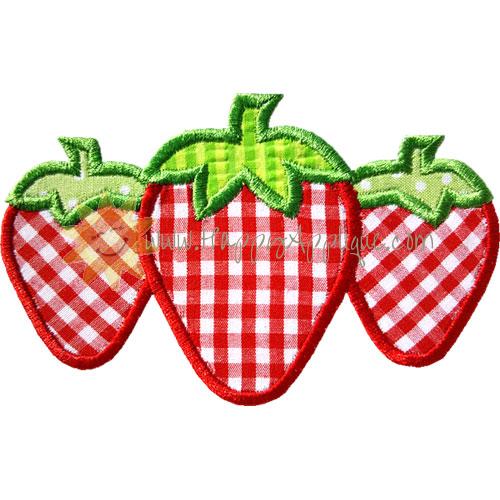 Three Strawberries Applique Design