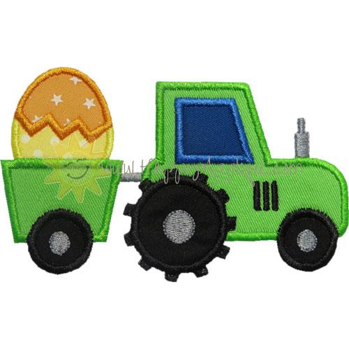 Tractor Easter Eggs Applique Design