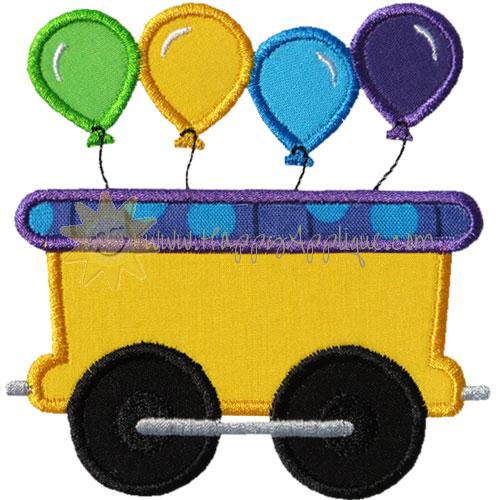 Train Car Balloons Applique Design