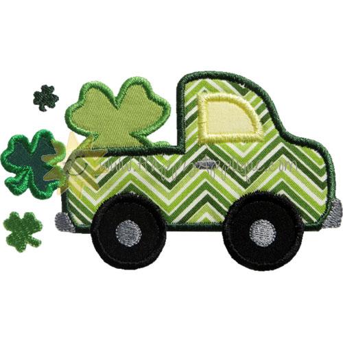 Truck St Patricks Clover Applique Design