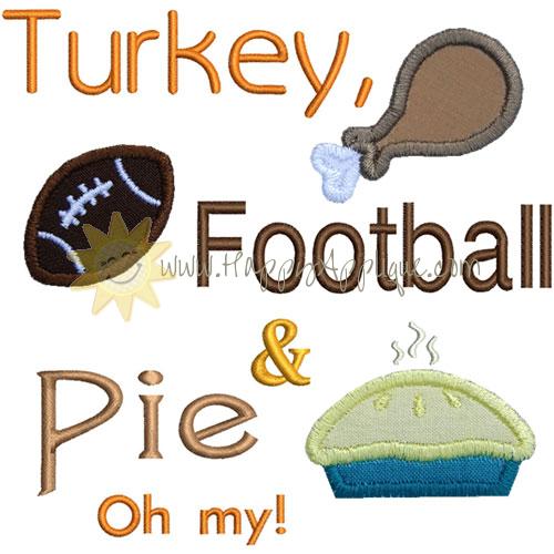 Turkey Football Pie Applique Design