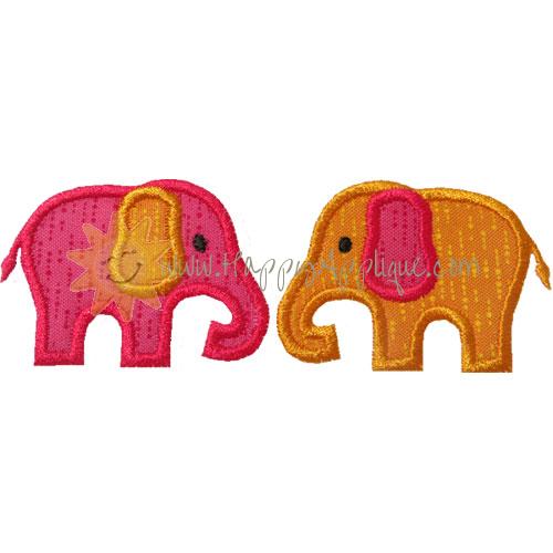 Two Elephants Applique Design