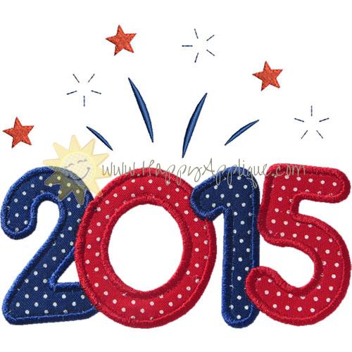 Year 2015 Fireworks Applique Design